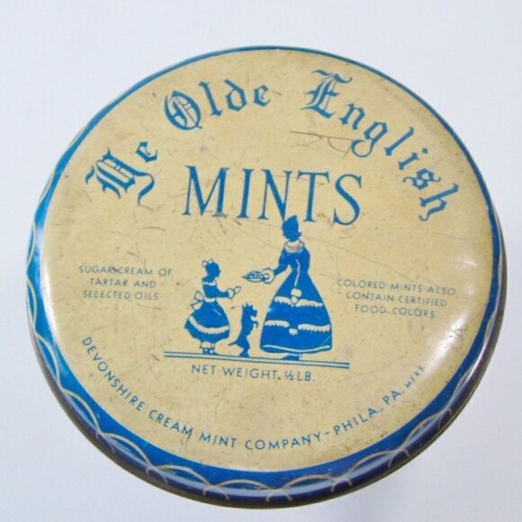 Ye Olde English Mints Tin Devonshire Cream Mint Company Philadelphia PA Vintage - Picture 4 of 5